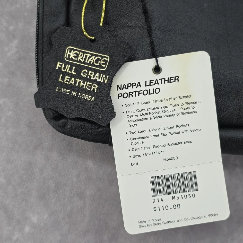 Heritage Nappa Leather Portfolio Briefcase Full Grain Black Bag Organizer Korea